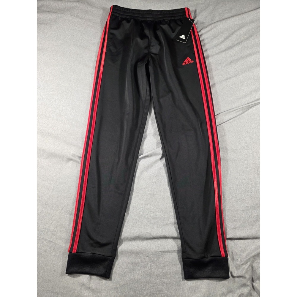 NWt Adidas Youth Boys Large 14/16 Tricot Joggers w/pockets Black/Red